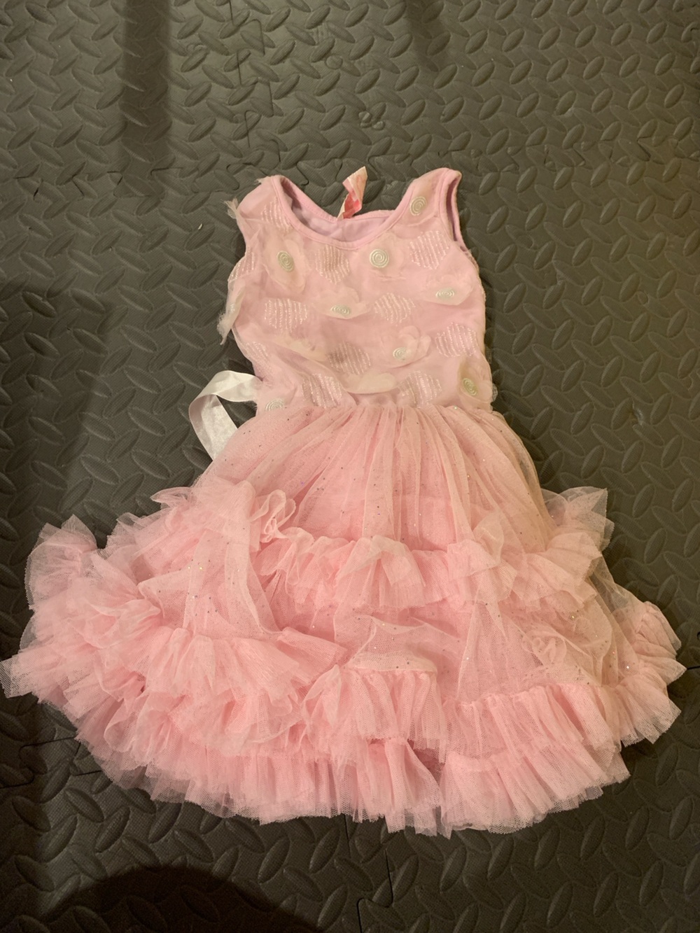 Popatu Pink Layered Tulle Ruffle Dress Dance Ballet Sleeveless Girls Size 2 3